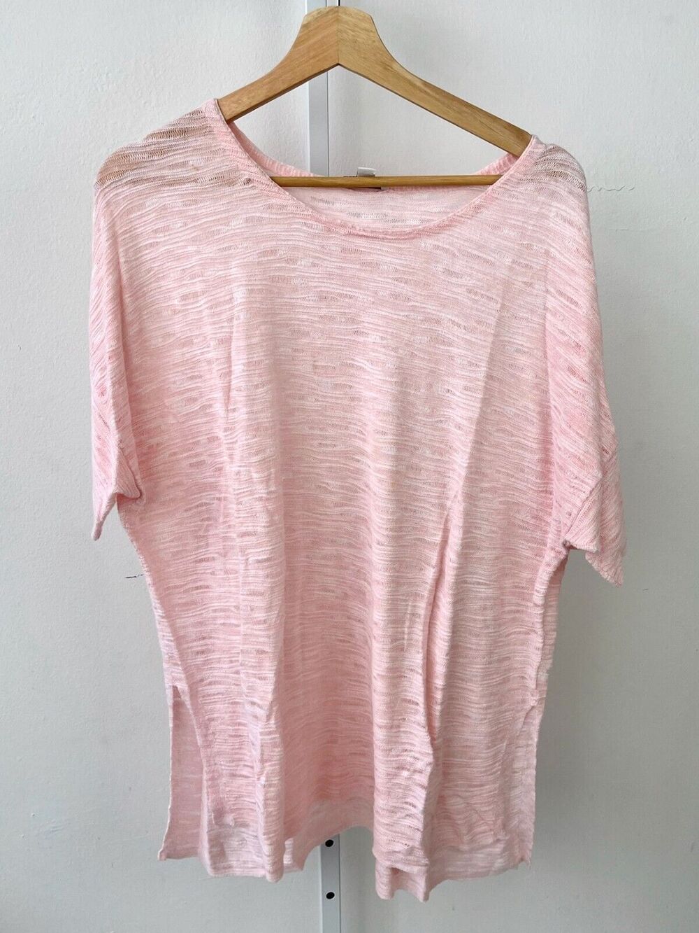 J. JILL Pure Jill Lightweight Tunic Sweater Short Sleeve Cotton Viscose Pink XL